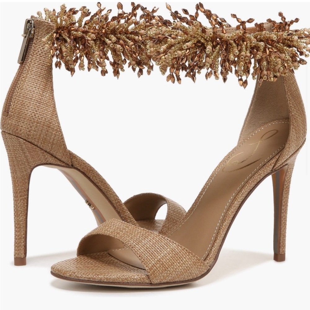 Sam Edelman Brown Heels with Fringe Detail
Gillie, tan raffia